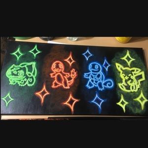 Pokémon glow neon sign style acrylic 10x20painting